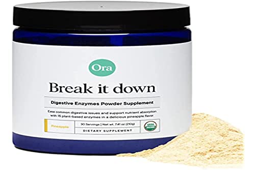 Ora Organic Multi-Enzyme Supplement - Vegan, Gluten Free Enzymes for Digestion with Probiotics & Prebiotics for Gut Health, Bloating, Constipation and Gas Relief - Pineapple Flavor, 30 Servings