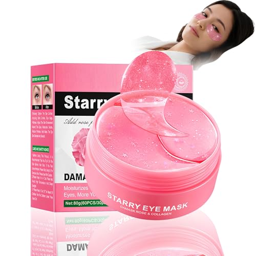 60Pcs Parches Ojos Bolsas y Ojeras, Mascarilla de Colageno, Antiarrugas ParChes Contorno OjOs, Hidratación, Eliminación Bolsas, Hinchazón, Antiarrugas, Anti Edad, Elimina Signos de Fatiga - Rosa