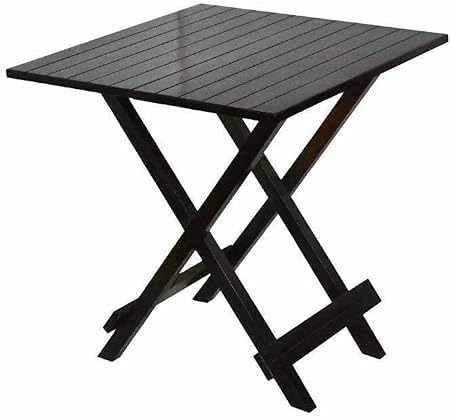 Image of WELL KNOWN Solid Sheesham Wood Round Shape Folding Coffee Table, Center 1 Table for Indoor & Garden Outdoor, Fold-Away Coffee tee (Walnut Finish-Square)