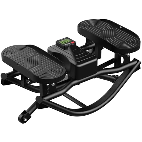 Image of Rock Stepper Side to Side Exercise Machine, Rocking Stepper for Home Gym with LCD Display & Resistance Bands, Low-Impact Step Rocker Workout Equipment Supports 330 lbs