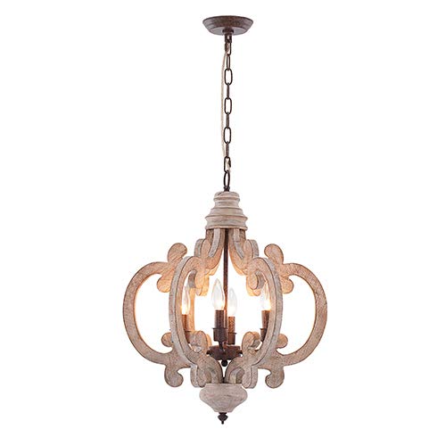 HMVPL Wooden Farmhouse Pendant Lighting Fixtures 6-Lights, Industrial Swag Chandeliers Hanging Ceiling Lamp for Kitchen Island Dining Room Bedroom Foyer Hallway Front Door
