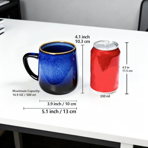 Taza de Cerámica Azul 500 ml para Café y Té miniatura 2