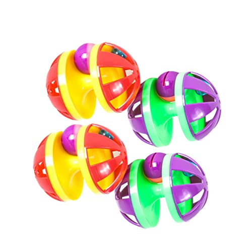 Toddmomy 4pcs Cat Ball with Double Bells Interactive Pet Teasing Balls for Engaging Playtime Durable Plastic Design for Cats Pet Supplies Present Random Color