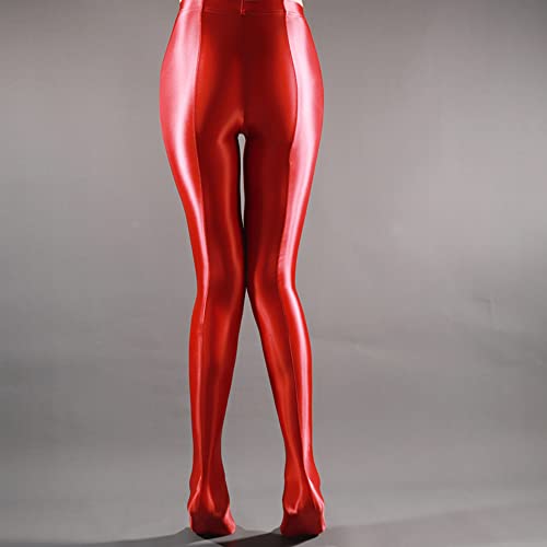 Image of cloudmall Women Sexy Semi Opaque Pantyhose Running Tights Yoga Leggings Oil Shiny Stocking