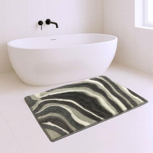 Image of Luxe Home Super Soft Canada MultiWaves Bath Mat Non-Slip Machine Washable Bathroom Mat for Home, Bedroom and Living Room (40x60 cm) - Pack of 1