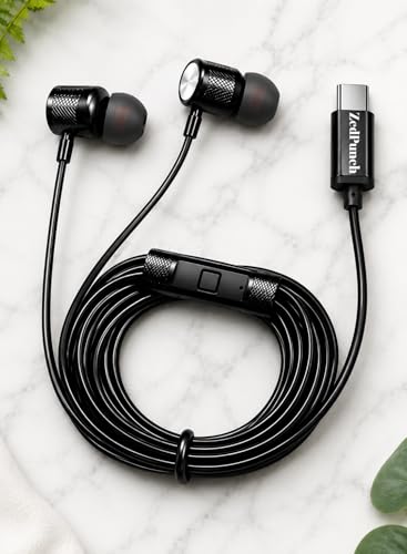 Image of Gaming Type-C Wired Earphone with Mic, 10mm Dynamic Bass Driver, Magnetic in-Ear Headphones, Low Latency Sound for Gaming, 1 Button Control, HD Calling, Voice Assistant, (Black)