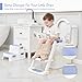 Forbena Blue Toddler Boys Toilet Potty Training Seat with Step Stool Ladder, Baby Child Kids Adjustable Height Sturdy Potty Seat with Soft Cushion and Comfortable Handles (White and Blue)