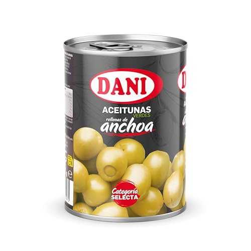 Dani - Aceitunas (Extra Grandes) rellenas de Anchoa 350 gr. (Paquete de 6)