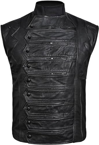 Bucky Straps Black Detachable Sleeves Vest Jacket 2 in 1 Style - Real Leather2