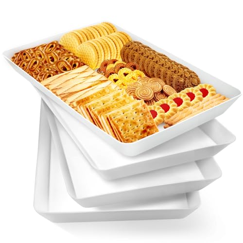 WOWBOX 4 pcs Serving Tray for Party, Grilling Accessories, Serving Platters for Snacks, Fruit, Reusable Plastic Trays for Serving Food and Pantry Organization in Kitchen & for Mothers Day Parties by WOWBOX - Used condition - US$9.99