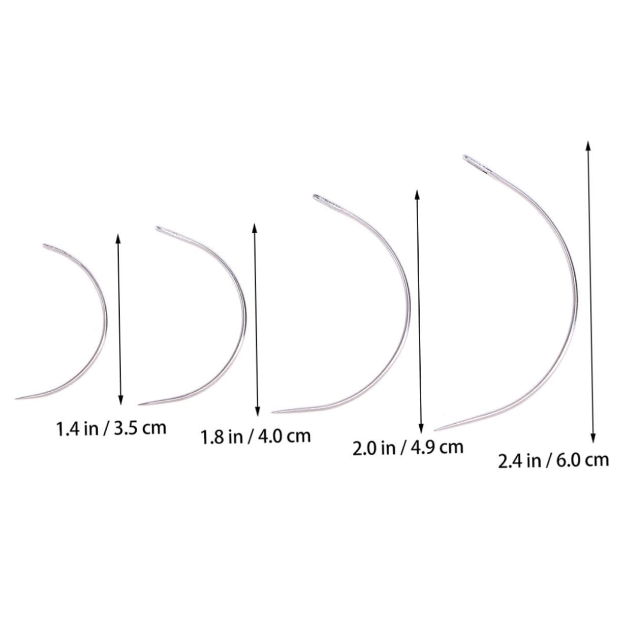 VILLCASE 2sets Quality c Weaving Needles Curved Upholstery Needles in Big Eye for Hand Sewing Perfect for Wig Making Craft Sewing 96pcs*2