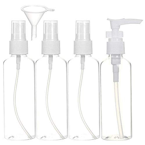 Preisvergleich Produktbild Madmoon Sprühflasche Transparente Leer Feinen Nebel Sprühflasche Reise - Plastik Parfümzerstäuber Leer Sprühflasche-Zerstäuber Flaschen (4×100ml)