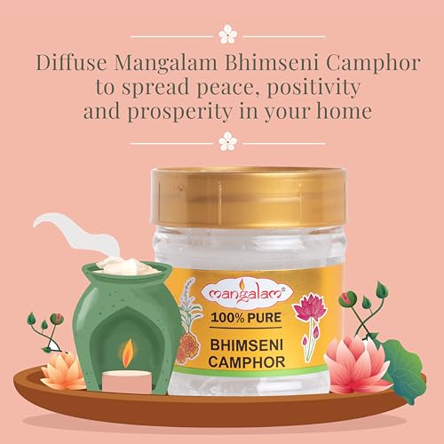 MANGALAM Bhimseni (Original) Camphor 50G Jar - Pack Of 1 | 100% Organic | For Puja, Aromatherapy & Air Freshener | Sweet Fragrance