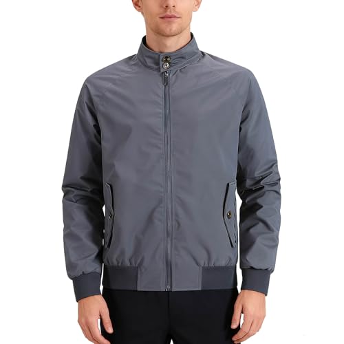 Slxbear Chaquetas cargo para hombre, resistentes al viento, con cremallera completa, manga larga, cortavientos, abrigos básicos de softshell, abrigos escolares lisos con bolsillos, chaqueta de