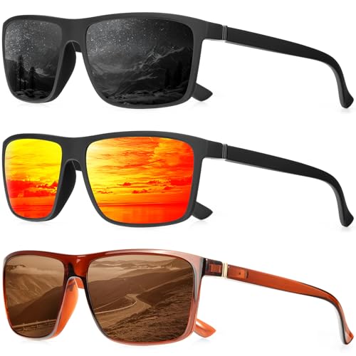 Image of Polarized Sunglasses for Men Rectangular Frame Men's Polarized Sunglasses Sports Sunglasses with UV400 Protection