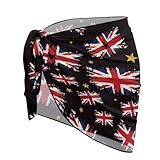 WELLFLYHOM Union Jack Bathing Suit Cover Up Women's Short Sarongs Beach Wrap Skirts for Swimsuit British Flag Chiffon Swimwear Coverups Sheer Bikini Wraps Cover Up for Swimwear