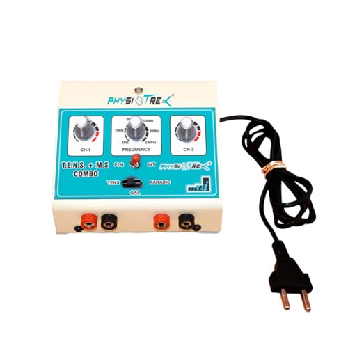 PHYSIOTREX Mini Corded Electric Tens and Muscle Stimulator 2 Channel Mini Tens Ms Whole_Body Massager Machine, Multicolour