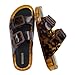 CUSHIONAIRE Pool Slides for Women Waterproof Double Buckle Adjustable Slip-On Womens Sandals for Beach Shower Casual Wear, Tortoise 8