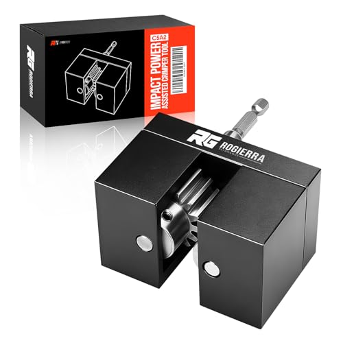 Image of C5A2 Impact Power Assisted Crimper Tool for HVAC Ductwork - Manual Crimping Machine for 30-24 GA (0.41-0.71mm) Round Steel Pipe and Sheet Metal Fitting Splicing