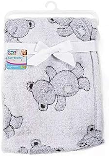 Baby Boy Girl Soft Fleece Blanket Newborn for Pram Car Crib Moses Basket etc (75cm x 100cm, Grey Teddy Bear Fleece Baby Blanket)