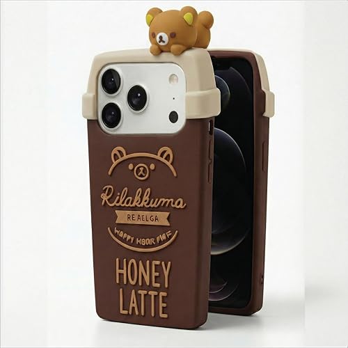 Image of amazon basics Cute 3D Latte Coffee Silicone Phone Case for iPhone 17 Pro Max | Soft Protective Cartoon Back Cover | iPhone Back Case for iPhone 17 Pro Max