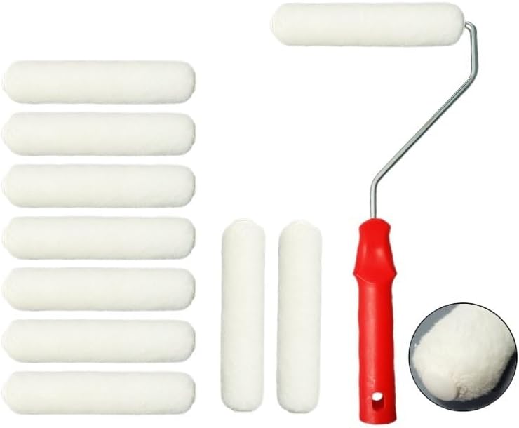 Kit de Rodillos de Pintura Juego De Pinceles De Rodillo De Pintura, Herramientas para Decoración De Pared, Pelo Medio, Poliéster, Siesta, 0.512 in,