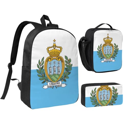 Sac à dos motif Saint-Marin qui soulage le dos avec sa boîte repas et trousse