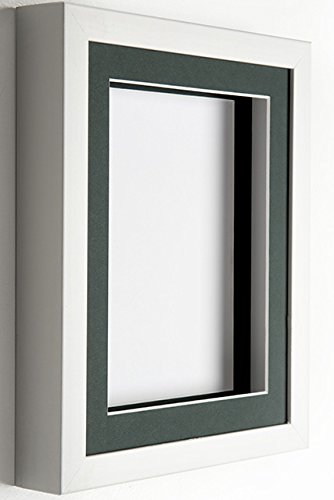 Frame Company White 20x16 inch Box Frame With Bottle Green Mount for Image A3 *Choice of Size and Mount Colour* Fitted with Real Glass