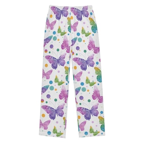 Pajama Pants Lounge Sleep PJ Bottoms Sleepwear Elastic Waist Drawstring S Dreamy Butterfly Polka Dot