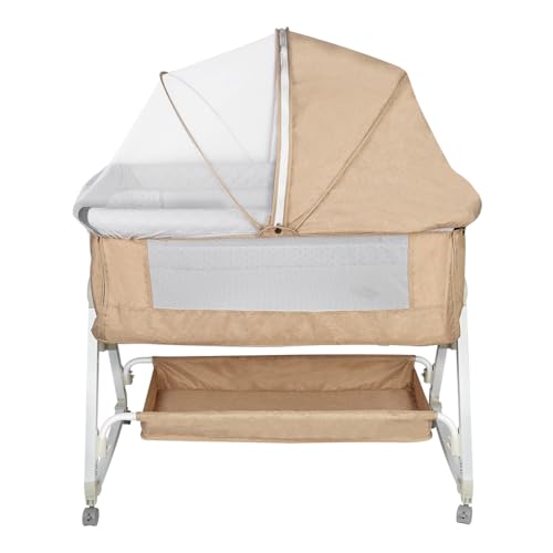 Cuna Cododo para bebé 3 en 1, cuna Cododo con colchón y mosquitera, cuna para bebé, capacidad de carga 50 kg, compacta en 3 segundos, fácil de transportar, 92 x 52 x 106 – 118 cm