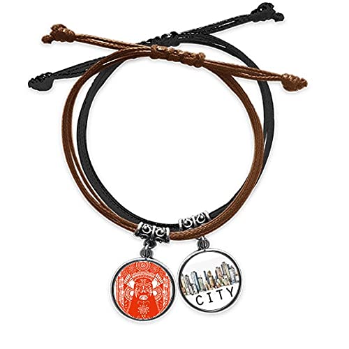 Bracelet opéra de pékin rouge cordon homme femme et chaîne main en cuir sidi