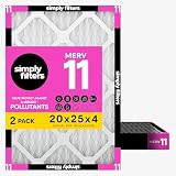Simply 20x25x4 Air Filter, MERV 11, 2 Pack, Furnace Air Filter for HVAC (Actual Size:19.5"x24.5"x3.63") DUST, Pet, & Allergy Control