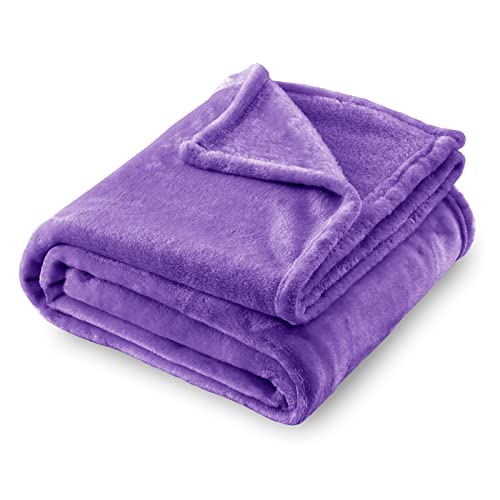 SOCHOW Flannel Fleece Blanket Throw Size, All Season Lightweight Super Soft Cozy Blanket for Bed or Couch, Purple, 50x60 inches