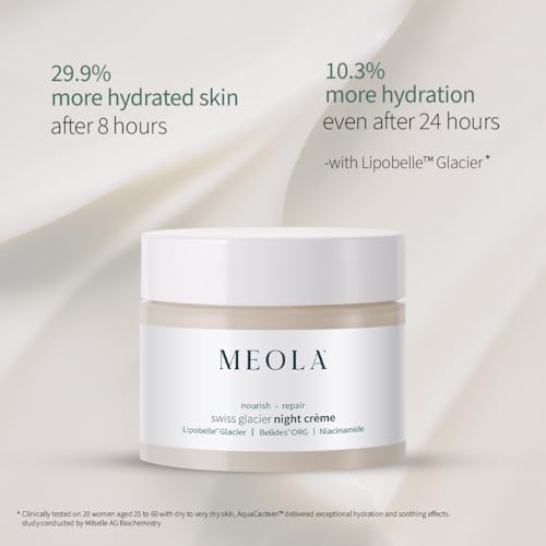 Image of Meola Intense Nourishing Night Cream for Women 50g | With Swiss Glacier, Niacinamide, Shea Butter & Daisy Extract | Skin Barrier Repair, Deep Hydration, Brightening, Collagen Boost & Damage Repair Face Cream