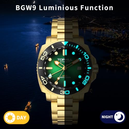Image of TOPHILL Men Watches Automatic Mechanical Watches - Dive, GMT, Chronograph & Dress Styles | 316L Stainless Steel, Sapphire Crystal, Ceramic Bezel | 5ATM-300M Waterproof with Super Luminous | Classic Business & Sport Casual