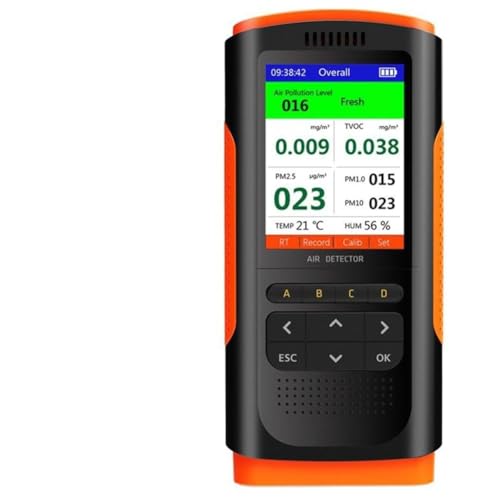 URPIZY Moniteur de qualité de l'air avec PM2.5, CO2, TVOC et détection d'humidité de la température, écran LCD de 2,8 pouces et batterie rechargeable pour la maison, le bureau et la voiture