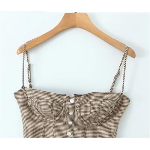 Women Flap Strapless Bustier Top Vintage Backless Button-Up Crop Tank Tops2