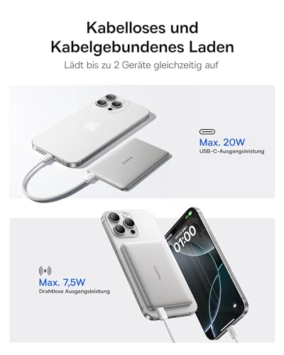 Baseus Picogo AM41 Power Bank, Ultra Slim 5000mAh Magsafe Powerbank, PD 20W Schnellladung, Portabel… – Ansicht 3
