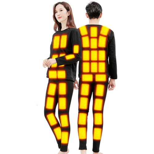 TOVCHEI Electric Heated Underwear Set Winters Outdoor Thermal Underwear 40 Zone Full Body Heating Shirt & Pants for Men Women,Black,4XL