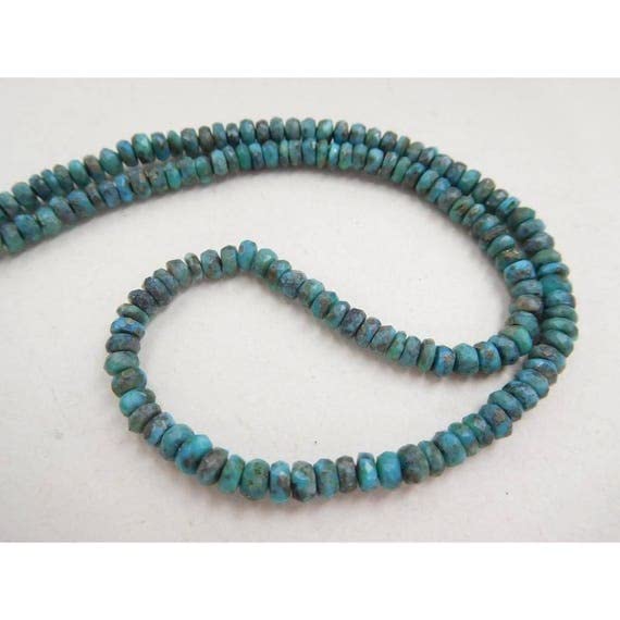 LKBEADS Natural Genuine Slleping Beaty Arizona Turquoise 4-4.5 Mm Faceted Rondelle Beads 13" Str