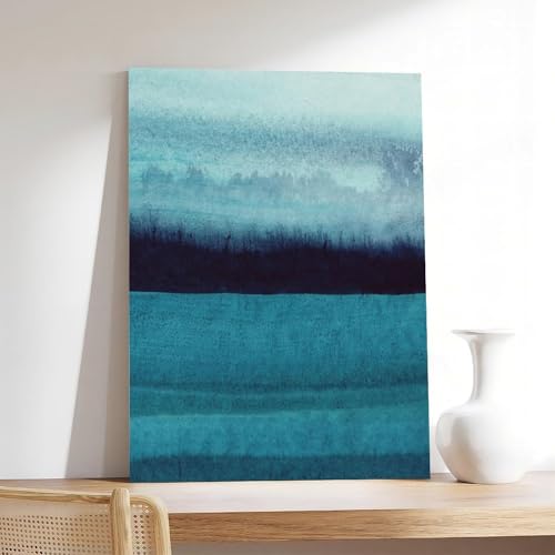 Impression sur toile aquarelle abstraite bleu-vert salon déco - 7