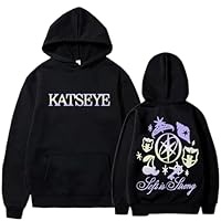 Umiquansome Katseye Merch Hoodies for Women UK Print Sweatshirt with Pockets Women's Fashion Winter Oversized Hoodie Ladies Tops Black M