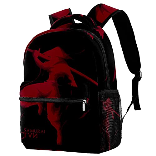 Sac à dos de voyage rouge pour campus avec porte-bouteille ados