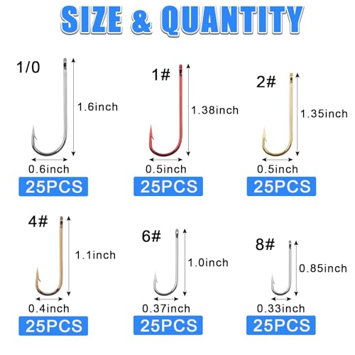 150pcs Aberdeen Fishing Hooks Kit Long Shank Aberdeen Hooks Assorted Small Size Sharpened Live Bait Fishing Hook Set for Saltwater Freshwater Bass Catfish Trout Crappie Panfish - Image 4