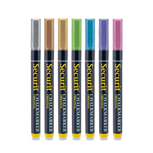 Securit Lot de 7 marqueurs à craie métallique, multicolore,...
