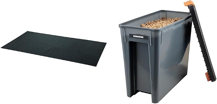Cuisinart CGMT-300, 65 x 36, 65 x 36, Premium Deck and Patio Grill Mat, 65 x 35 & Traeger Pellet Grills BAC637 Stay Dry Pellet Bin, Wood Pellet Storage with Locking Lid, Black