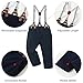 CARETOO Toddler Baby Boy Clothes Suit Gentleman Wedding Outfits, Formal Dress Shirt with Bowtie + Suspender Pants Blue 5-6 Years