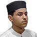 TheKufi® Black Muslim Kufi Cap Padded Rounded-top Straight-Stitch Design Islamic Wardrobe Prayer Hat (XXL- 24