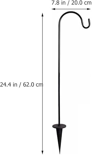 Miniatura 3 de BESPORTBLE Gancho de pastor, gancho de jardín al aire libre, paquete de 3 unidades de 24 pulgadas, poste de jardín para comedero de pájaros, gancho