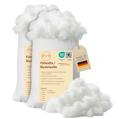 EVE Textile® Füllwatte 3 kg Weiche Watte & Füllmaterial...